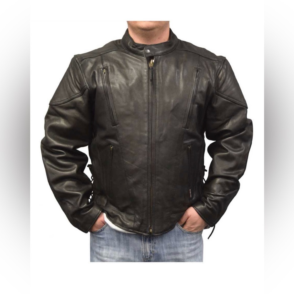 Redline Men's Touring Leather Motorcycle Jacket w/ Gator Lining